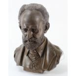 Bronzed bust depicting Tchaikovsky, height 18cm approx.