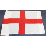 Two flags, comprising the Union Jack and the George Cross, 220cm x 103cm & 223cm x 108cm approx. (