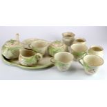 Belleek. Collector's club teaset comprising of four cups, four saucers, tea tray, milk jug and sugar