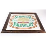 Breweriana. Framed advertising mirror 'The Norwich Brewery Co.', 49.5cm x 49.5cm approx.