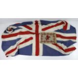 Stitched Union Jack flag and a smaller Scottish red lion example (2).