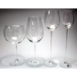 Moser. Four very large novelty wine glasses, made by Moser, largest height 32cm approx.