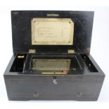 Music box '4 Airs', circa late 19th to early 20th Century, paper label to inside of lid, all teeth