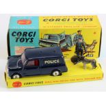 Corgi Toys, no. 448 'B.M.C. Mini Police Van with Tracker Dog', with insert (tear), policeman and