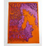 Retro psychedelic poster by Portal Publications, dated 1967, 'Big Brother & The Holding Co.,