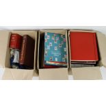 Estate lot house in 3 large boxes, including old albums, stockbooks, loose stamps in bags,