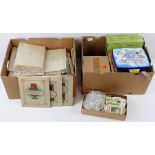 Crates (2) containing many boxes of unsorted cards, both cigarette & trade issues, hours of fun
