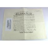 Royalty interest. An original signed warrant document by Queen Elizabeth II, appointing a British