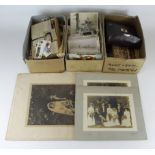 Ephemera inc various old autograph albums, Gum Cards, Football cards, Postcards, photos, Masonic