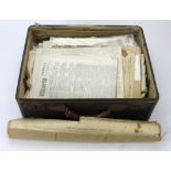 Newspapers, box of 18th & 19th century issues and other items. (Qty)