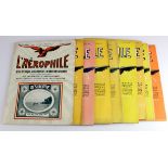 Aviation ephemera- nine issues of a french magazine entitled 'L'Aerophile' 1913-1925. (9)