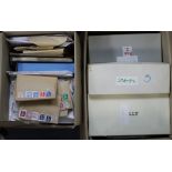 GB and World range in boxes, to include 6x Juvenile collections of general World stamps. 2x books on