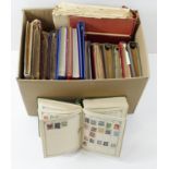 Large and heavy box of World material in several albums/stockbooks. Mostly general 'all World'