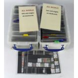 World ex-dealers stock of M&U sets and singles by country on stockcards in two file boxes. All