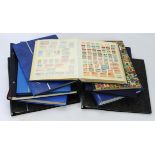 Plastic crate of World stamps, mint and CTO, 3x albums of used Germany, 7x volumes of mixed