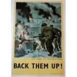 Poster WW2 - Back Them Up ! - A British "Commando" raid on a German-held port in Norway. Printed