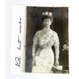 Queen Mary (1867-1953). A black & white image depicting Queen Mary, signed and dated '1912' to the