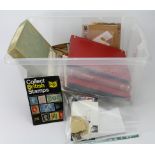 GB - plastic box of various mixed GB, including 4x albums from KGVI m & u to QE2 commemoratives,