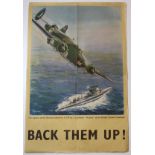 Poster WW2 - Back Them Up ! - The capture of the German submarine U 570 by a Lockhead "Hudson" of