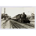 Railway Station postcard. Lapworth Warwickshire (interior, with steam train), real photo no
