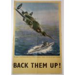 Poster WW2 - Back Them Up ! - The capture of the German submarine U 570 by a Lockhead "Hudson" of