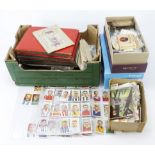 Crate containing quantity of cards, sets, part sets & odds, in vintage albums, 2x shoeboxes,