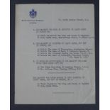 Egyptian Royal Interest: Original type-written document on Royal Egyptian Embassy, London headed