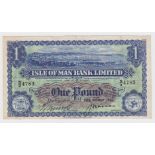 Isle of Man 1 Pound dated 28th October 1943, signed Ronan & Quirk, serial N/3 4783 (IMPM M280,