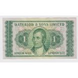 Waterlow & Sons Limited, London Wall, London E.C.2 advertising note, green with portrait of Robert