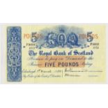 Scotland, Royal Bank of Scotland 5 Pounds dated 1st March 1950, early date signed Thomson & Brown,