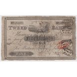 Tweed Bank, Berwick on Tweed 5 Pounds dated 1839, serial No. A182 for Batson, Berry & Langhorn (