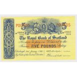 Scotland, Royal Bank of Scotland 5 Pounds dated 3rd January 1963, signed Ballantyne & Campbell,