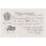 Beale 5 Pounds dated 20th April 1950, serial R30 082035 (B270, Pick344) cleaned & pressed VF+