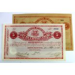 Dominican Republic (2), 5 Pesos dated 1876 Bond of Consolidated Public Debt (PickS161) Uncirculated,