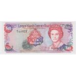 Cayman Islands 10 Dollars dated 1996, very scarce issue on EXPERIMENTAL paper with serial X/1