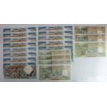 Algeria (20), 10000 Francs (13) dated 1955 - 1957 (TBB B204a, Pick110), 5000 Francs (7) dated 1950 -