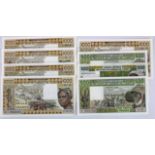 West African States (8), Ivory Coast 1000 Francs (3), Mali 1000 Francs (2), Ivory Coast 500