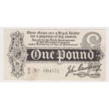 Bradbury 1 Pound issued 1914, Royal Cypher watermark, serial B/5 004851 (T3.3, Pick347) one set of