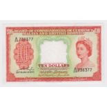 Malaya & British Borneo 10 Dollars dated 21st March 1953, serial A/39 736377 (TBB B103a, Pick3a)