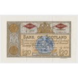 Scotland, Bank of Scotland 20 Pounds dated 27th March 1958, signed Bilsland & Watson, serial 1/D