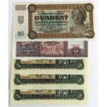 Slovakia (5), a collection of Uncirculated SPECIMEN notes, 20 Korun dated 1942 (TBB B204as1,