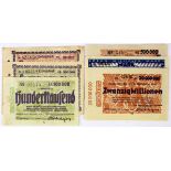 Germany Grossgeld (6) issued 1923, a group of Hyper inflation notes from Stadt Mettmann, 100000 Mark