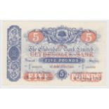 Scotland, Clydesdale Bank 5 Pounds dated 13th January 1943, signed Mitchell & Young, serial Z2/K