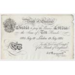 Peppiatt 10 Pounds dated 19th July 1934, serial K/140 91751, London issue (B242, Pick336a) slight