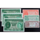 Hong Kong (6), a group of Queen Elizabeth II portrait notes, 1 Dollar (3) issued 1958 and 1959 (