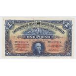 Scotland, Commercial Bank 1 Pound dated 30th November 1936, Roman capital letter in prefix, serial