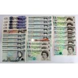 Bank of England (27), very high grade group comprising Page 5 Pounds (2), Somerset 5 Pounds (3)