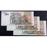 Swaziland 100 Emalangeni (3) dated 6th September 2010, a consecutively numbered pair of