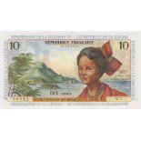 French Antilles 10 Francs issued 1964, signed Postel-Vinay and Clappier, serial Y.7 59942 (TBB