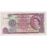 Bermuda 10 Pounds dated 28th July 1964, signed Lumsden & Davidson, serial B/1 143704 (TBB B123a,